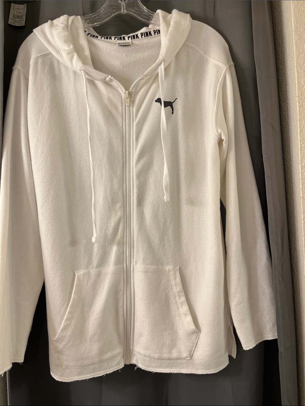 Victoria's Secret PINK White zip up hoodie!!